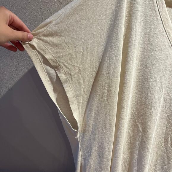 NWT Old Navy Linen Blend Short Sleeve Shirt Sz 3X Beige Coastal Casual V-Neck - Picture 4 of 7